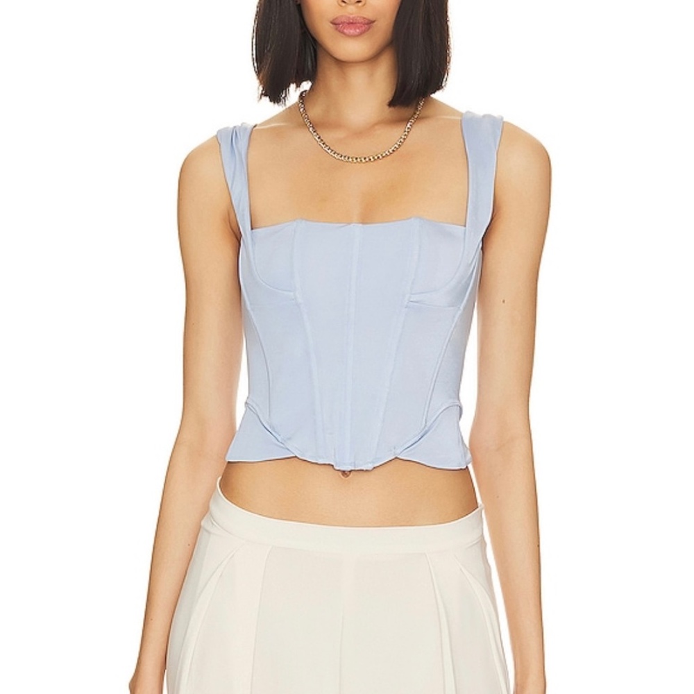 Free People- We are HAH- Knock Out Top in Periwinkle' Corset Style'